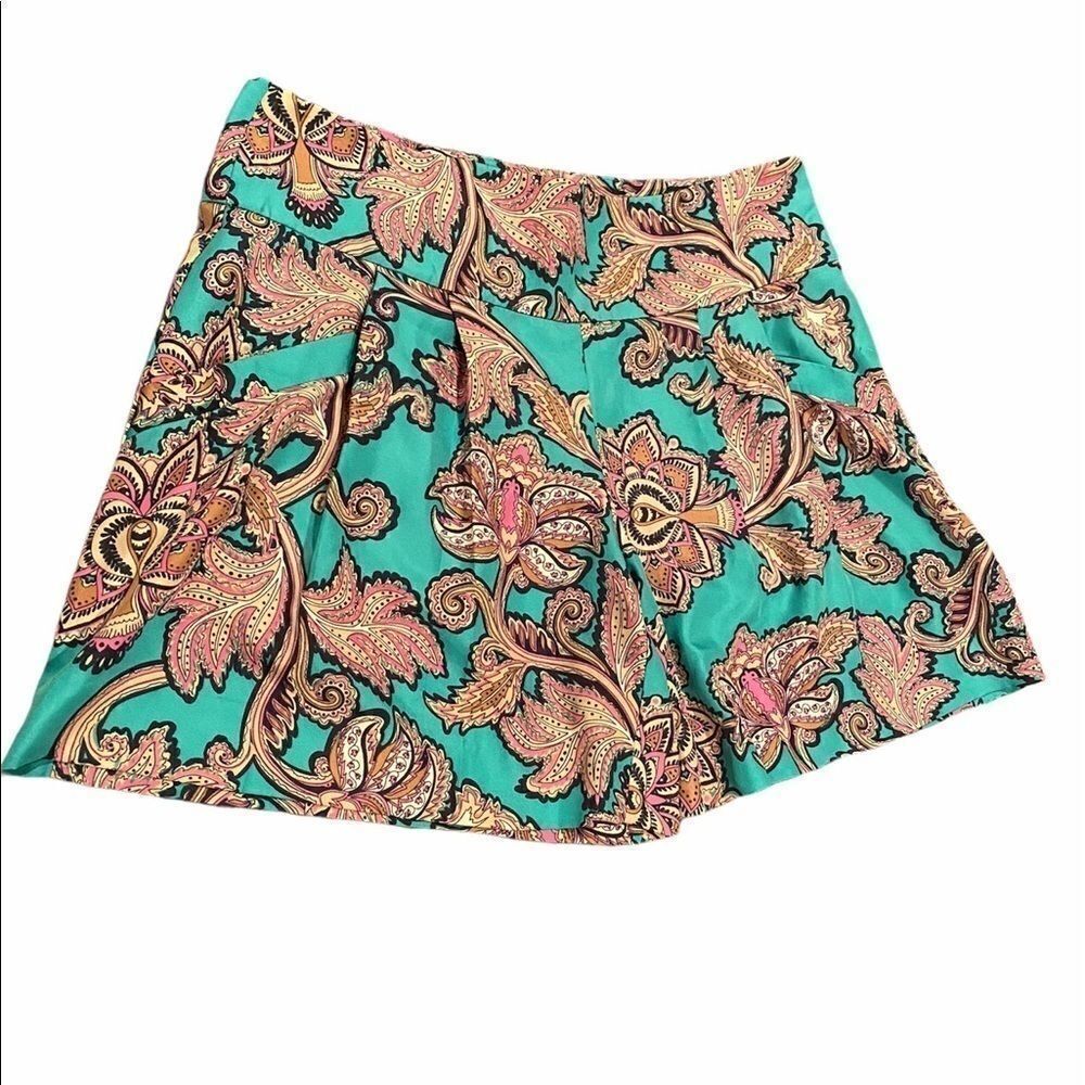 Ann Taylor Loft Paisley Shorts Size 00 Teal/Pink